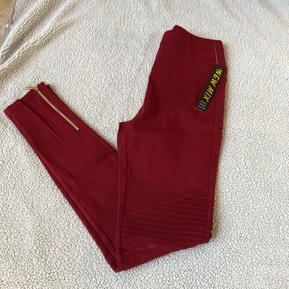 🍁 Moto/Biker Leggings - Burgundy - Picture 2 of 2